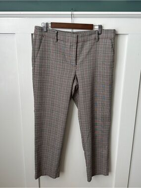 LOFT Brown and White Glen Plaid Trousers